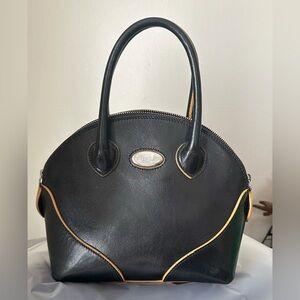 Furla Black/Brown  Leather Satchel Bag Handbag